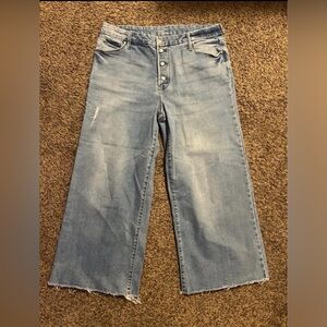 Time and Tru Light Wash Wide Leg Button-Fly high rise Jeans size 14